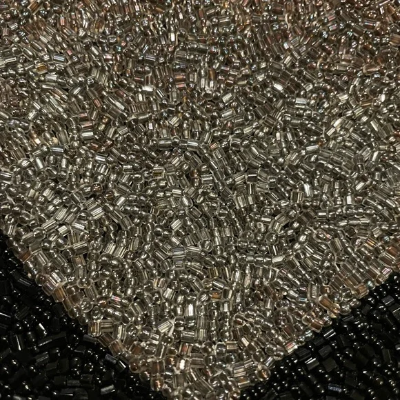 Moyna Black small pouch with silver heart. Top Zip . 5”w X 4 1/2w. - Picture 3 of 11